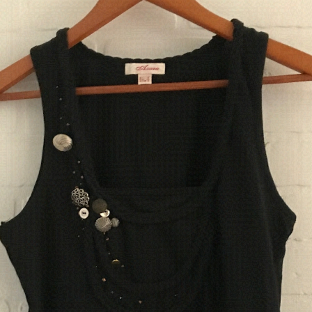 Axara Women’s Tank top Grungy Y2k Black embellished Art-Wear Artsy Sz M